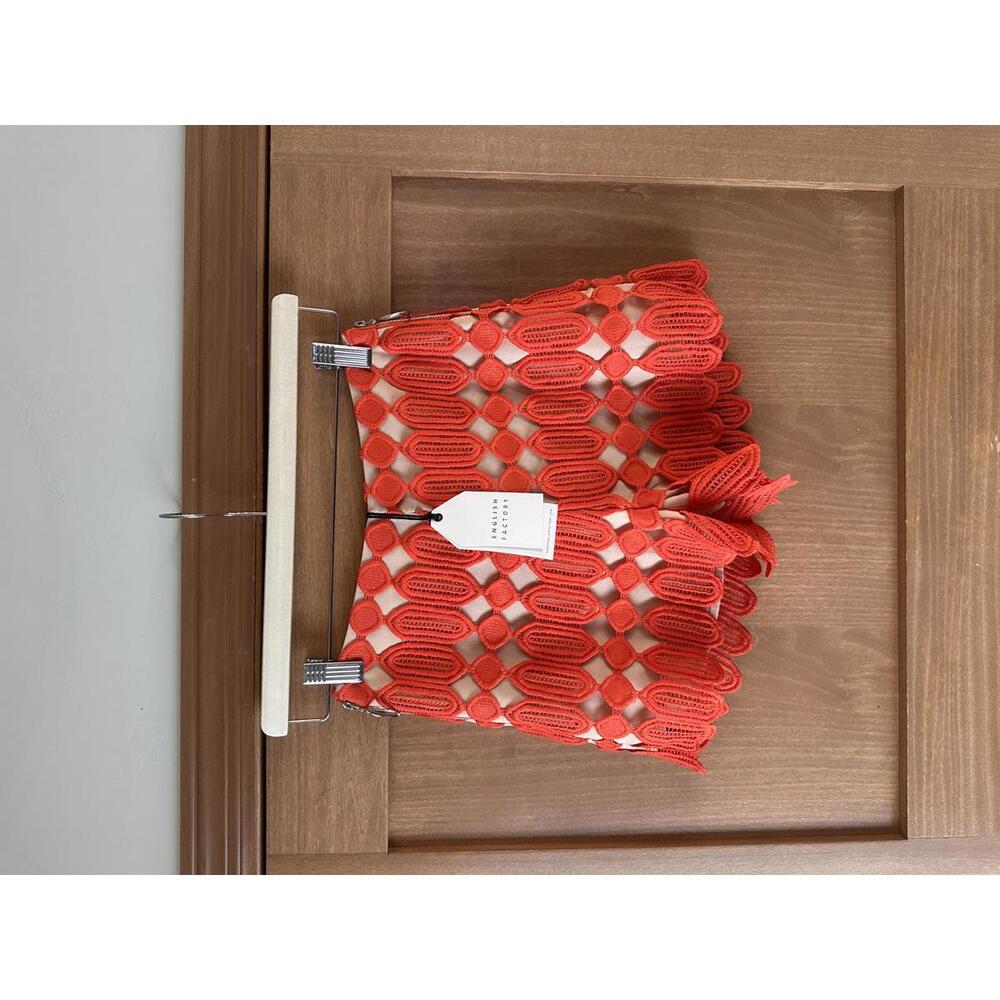NWT English Factory Orange Lace High Rise Scalloped Hem Shorts Women’s XS - Picture 2 of 15